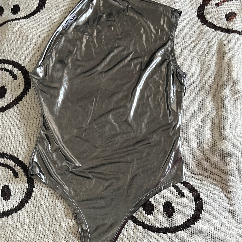 Fashion Nova Shimmering Silver Top